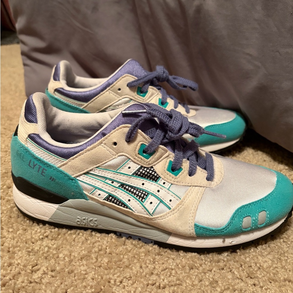 ASICS GEL-Lyte III Sneakers Women’s 5.5 White Teal Purple Retro Running Shoes